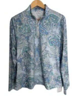 NWT ACEGolfs Blue Paisley Golf Pullover Large